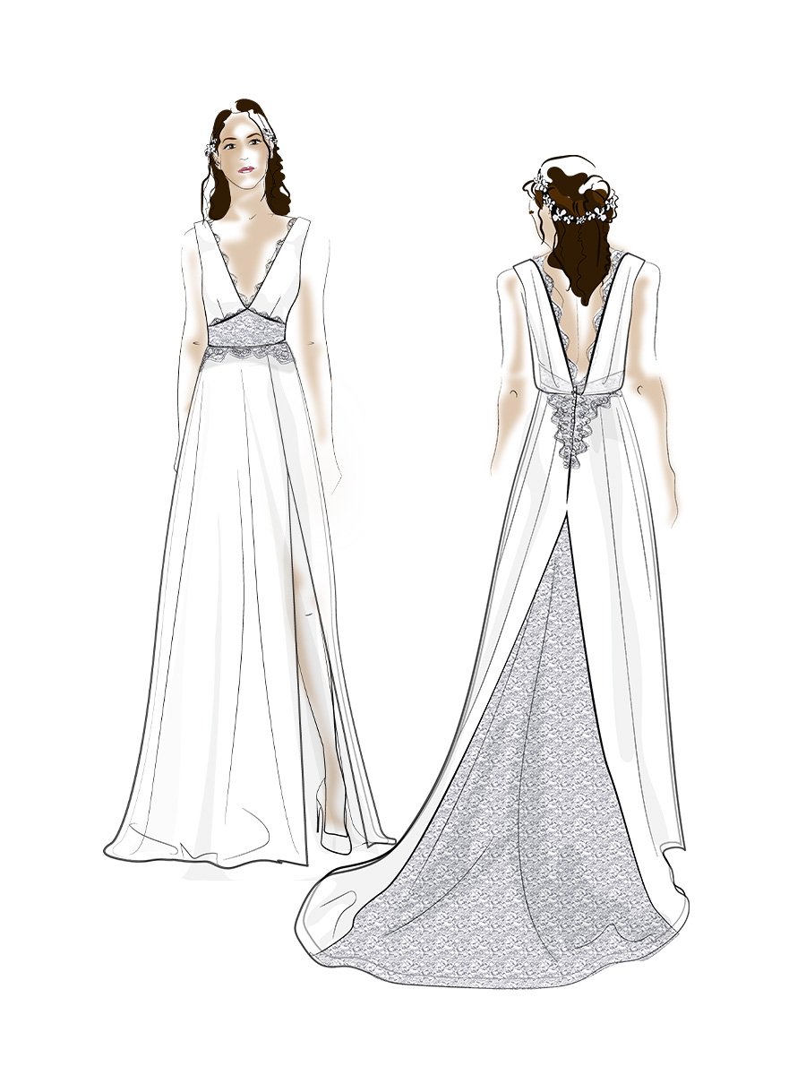 Dessin robe de mariée sur mesure